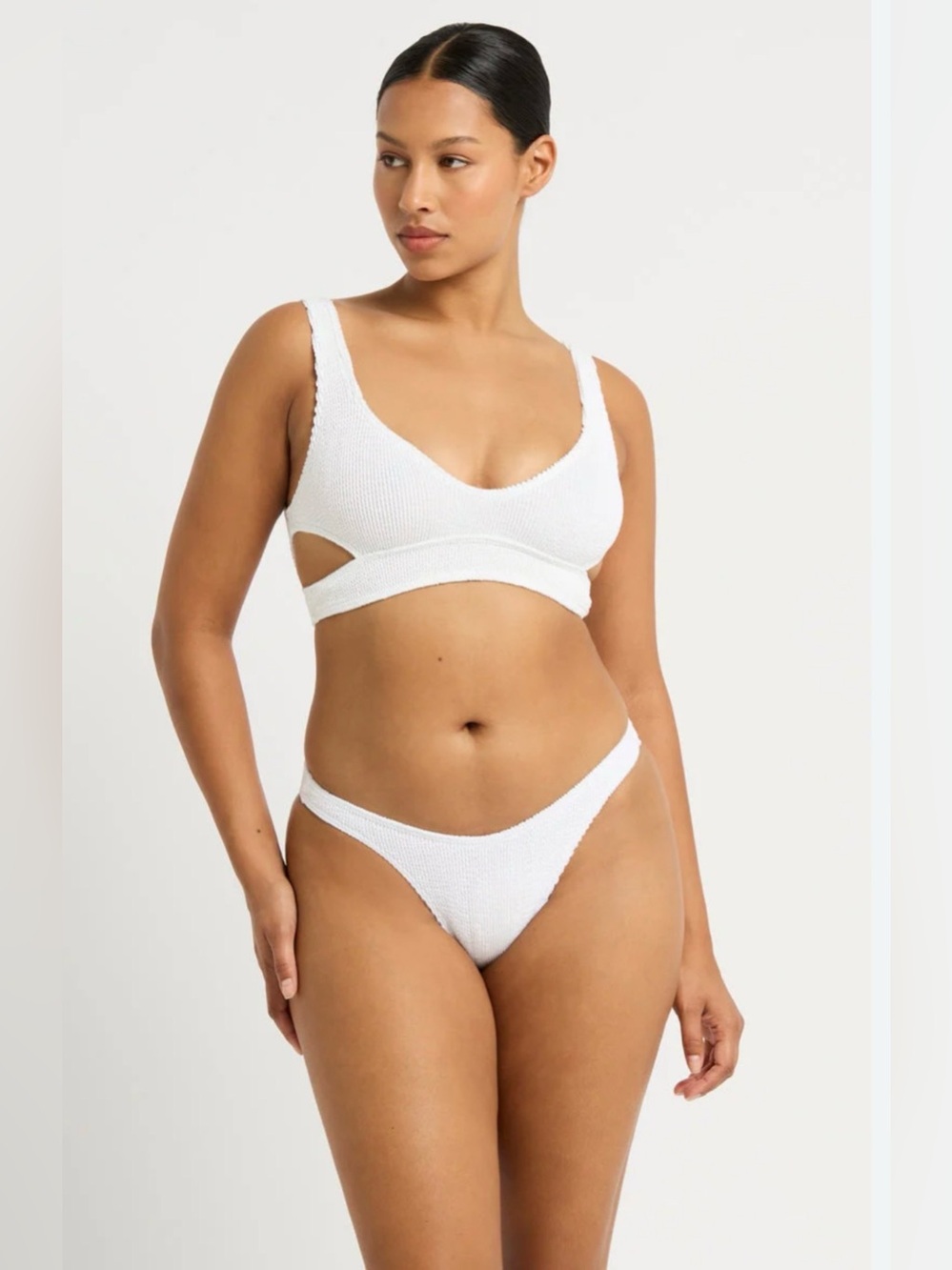 White Textured Bikini Set - Two Piece Swimwear